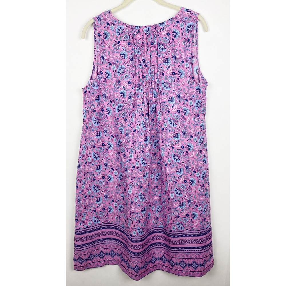 J Jill Love Linen Floral Split Neck Dress Pockets - Picture 3 of 7